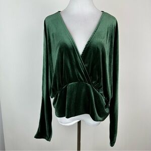 CIDER Green Velvet Wrap Top Size 3XL